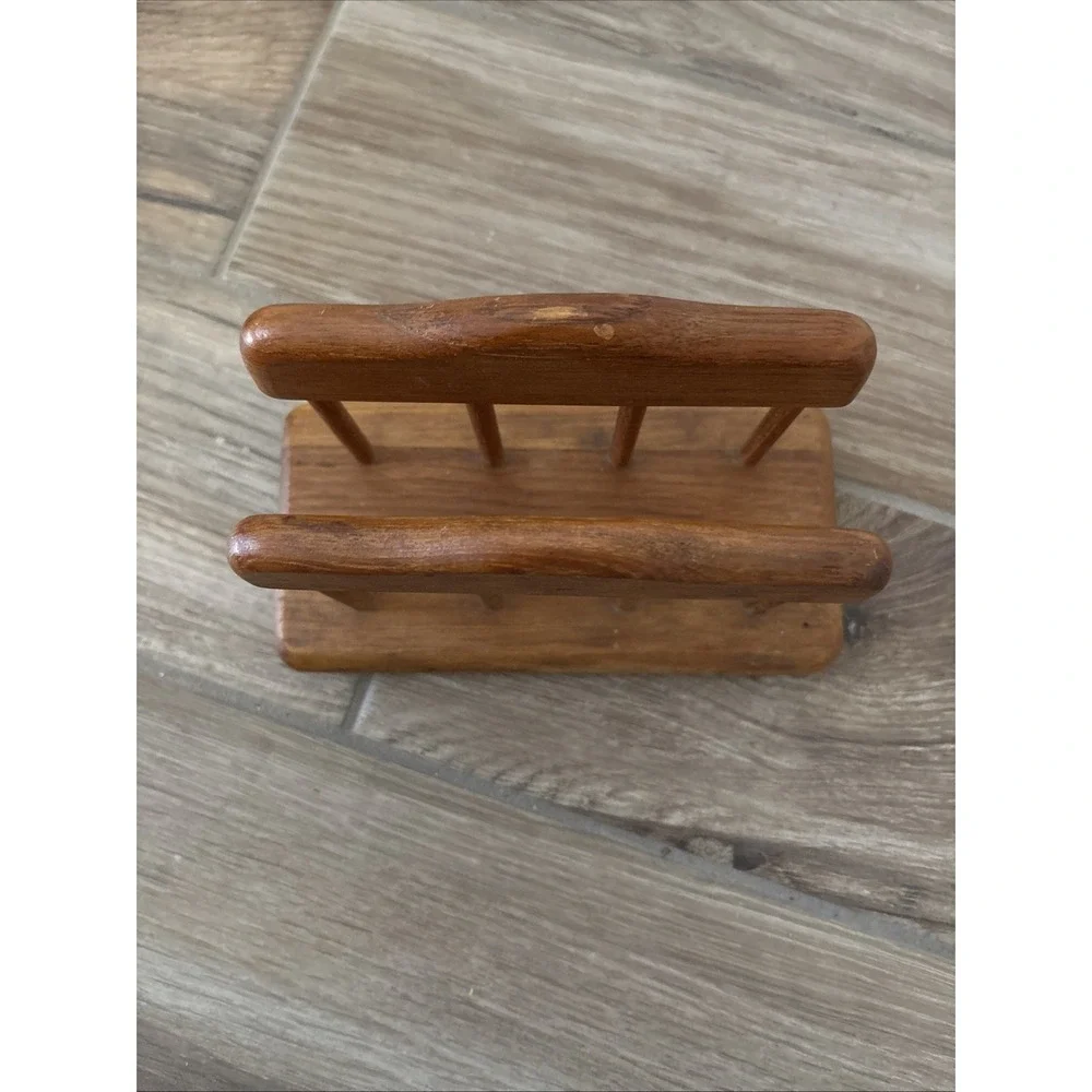 VTG Goodwood Teak Wood Napkin Holder Letter Memo MCM Boho Decor Thailand